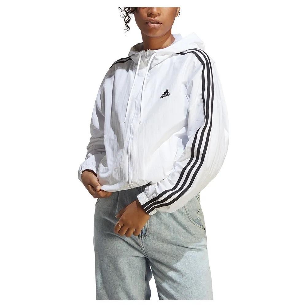 Women's adidas Essentials 3-Stripes Woven Windbreaker SZ M - Picture 3 of 11